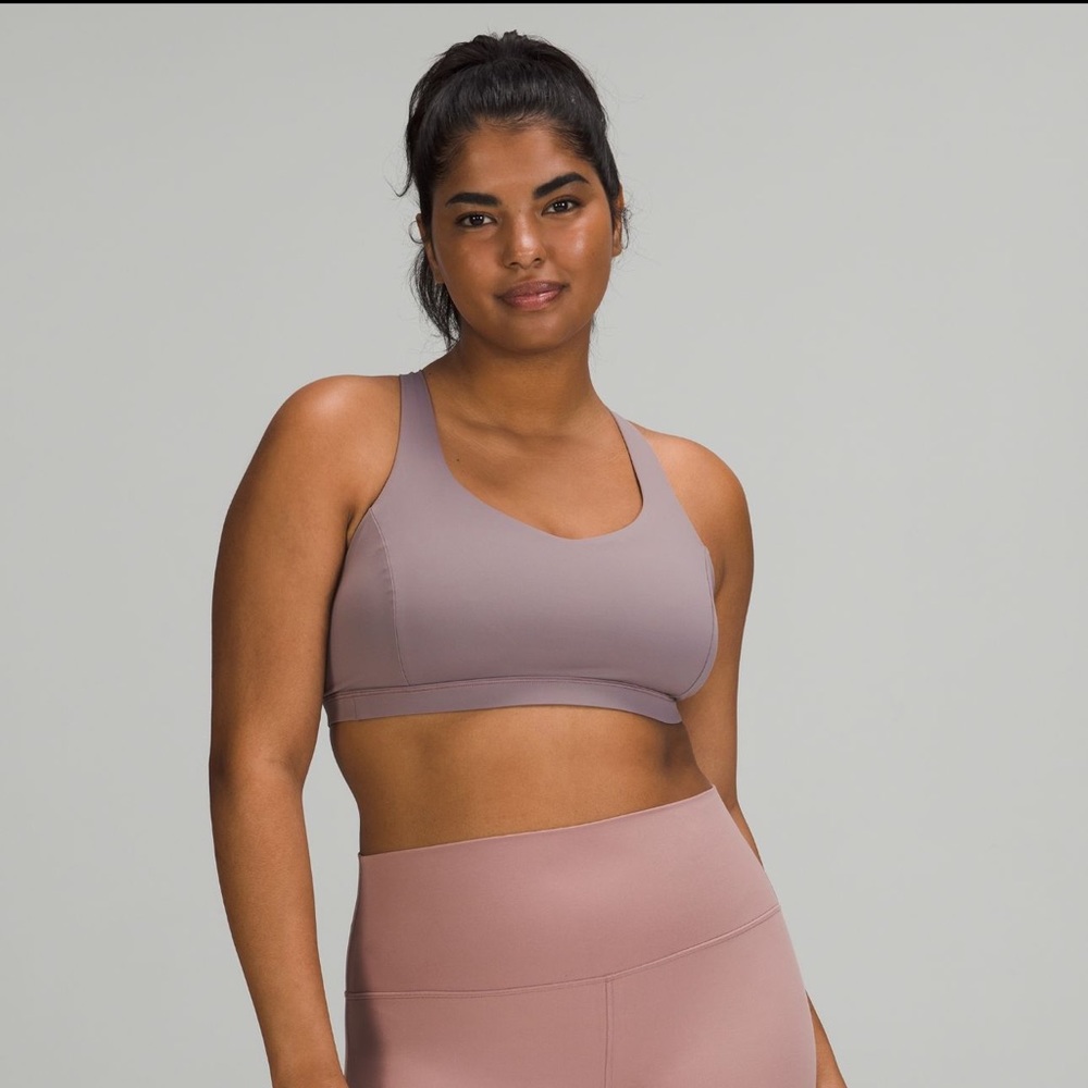 NWT Lululemon Free to Be Serene Bra lunar rock/dew pink sz 2